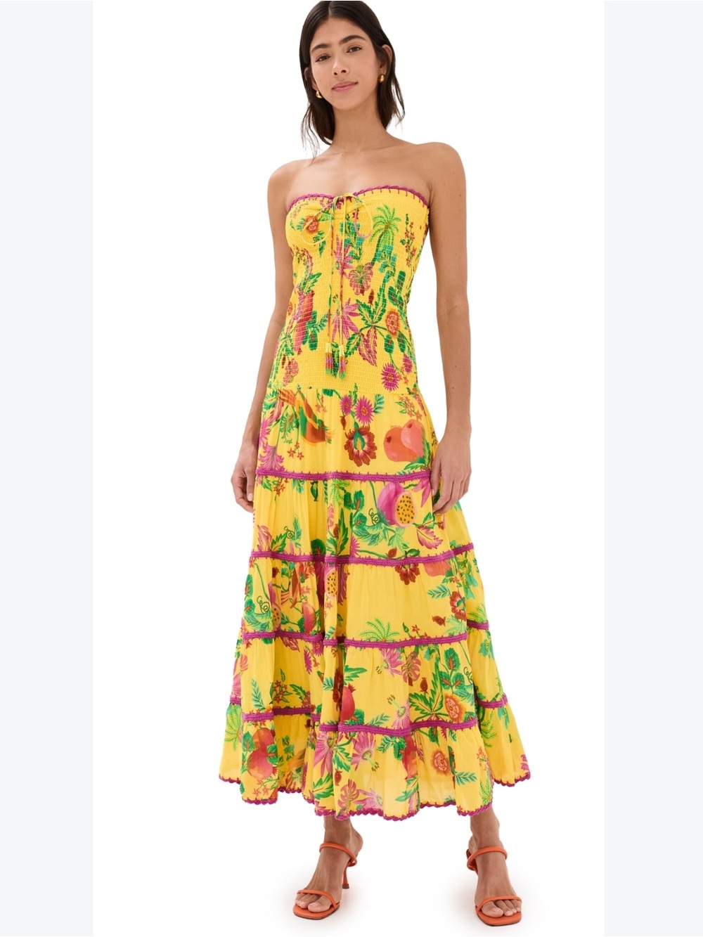 Anthropologie Farm Rio Delicate Fruit Garden Halter Maxi Dress Women’s Medium